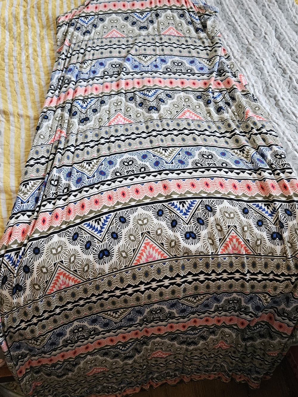 Old Navy Multicolor Floral Stripe Racerback Tank - White, Blue, Olive, Pink
